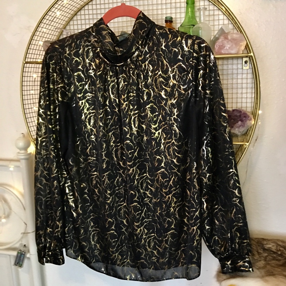 SOLD Black and Gold Blouse - Lauren Lee
